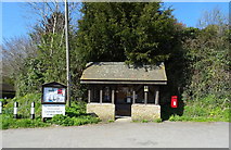 SO5186 : Elizabeth II postbox and bus shelter, Aston Munslow by JThomas