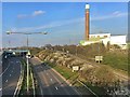 SJ8743 : The A500 road passing the Stoke on Trent incinerator by Graham Hogg