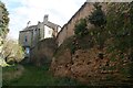 Wall and house by footpath to Church Causeway, Thorp Arch, Boston Spa