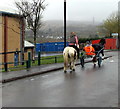 Horse rider and sulky rider, Aneurin Terrace, Rhymney