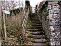 Steps up to a public footpath, Libanus, Powys