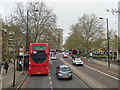 Bus at westbound Bermondsey Station bus stop