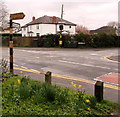 Old signpost at crossroads in the centre of Marshfield