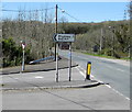 Direction sign in Llechryd one mile from Rhymney