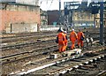 Railway workers, outside Glasgow Central