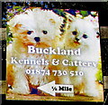 Buckland Kennels & Cattery direction and distance sign, Bwlch, Powys