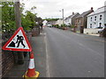 Warning sign - road works, Station Road, Ystradgynlais