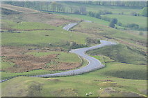 SK1283 : Road descending into Edale from Mam Nick by David Martin