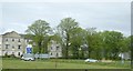 Housing estate screened by mature trees, Hayes Way