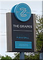 SD3300 : Sign for the Grapes pub restaurant, Thornton by JThomas