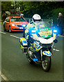 Pre-cyclists motorbike on the Tour de Yorkshire