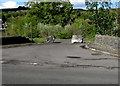 Two boulders across a side road near Abertysswg