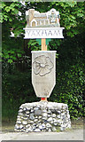 TG0010 : Yaxham village sign with centenary poppy by Adrian S Pye
