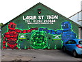 Colourful side wall, Station Approach, Carmarthen