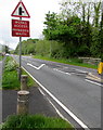 Warning sign alongside the A4067, Ystradgynlais 