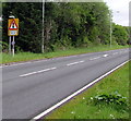 Traffic lights warning sign alongside the A4067, Ystradgynlais