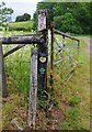 Signpost at start of public footpath to Harvington, near Stone, Worcs