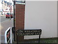 Bilingual name sign, Wheatsheaf Lane, Merthyr Tydfil