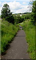 Inwardly-sloping barrier across a path in Aberbargoed