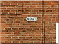 MOAT street name sign, Castle Donington