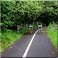 Inwardly-sloping barrier across  a path, Caerphilly