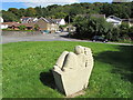 Sculpture on a green in Ynysddu