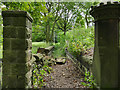 Overgrown path alongside Buckstone Hall