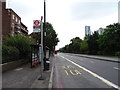 Bus stop and shelter on Seven Sisters Road (A503)