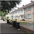 Wheelie bins and houses, Mill Street, Caerleon