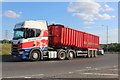 Lorry on Uppingham Road roundabout, Corby