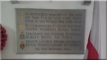 SO5504 : WW2 memorial inside St Mary's Church, St Briavels by Helen Steed