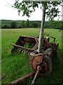 A tree growing through an old baler