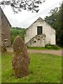 Standing stone and barn