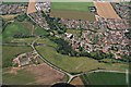 Disused railway crossing River Bain north of Coningsby: aerial 2019