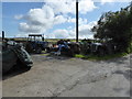 Tractor garage beside the lane