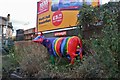 Painted cow at Cricklewood Station