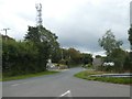 Road and mast at Treskinnick Cross