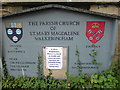 Notice at St Mary Magdalen Church, Walkeringham