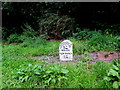 Old milestone in Llanbister equidistant from Newtown and Builth, Powys