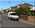 Van, hedges and houses, Lougher Place, St Athan
