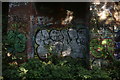 View of graffiti on the former Crouch End station wall on the Parkland Walk #11