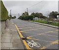 Yellow rectangle painted on Llanmaes Road, Llantwit Major