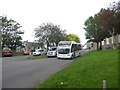 Burton bound bus heading through Llangwm