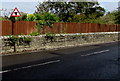 Warning sign - minor junction at a bend, Boverton Road, Boverton