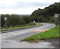 Bend in the A485 south of Peniel, Carmarthenshire