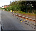 Zigzag road markings near the village school, Peniel, Carmarthenshire