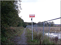 SE3733 : Bridleway closed, Thorpe Park by Stephen Craven