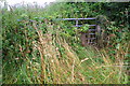 Overgrown field gate from main road through Oulton