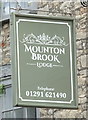 Sign for the Mountain Brook Lodge, Pwllmeyric