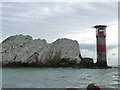 SZ2884 : The last stack of the Needles, with the Needles lighthouse, Isle of Wight by Ruth Sharville